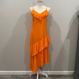 Hale Bob textured ruffle midi slip dress